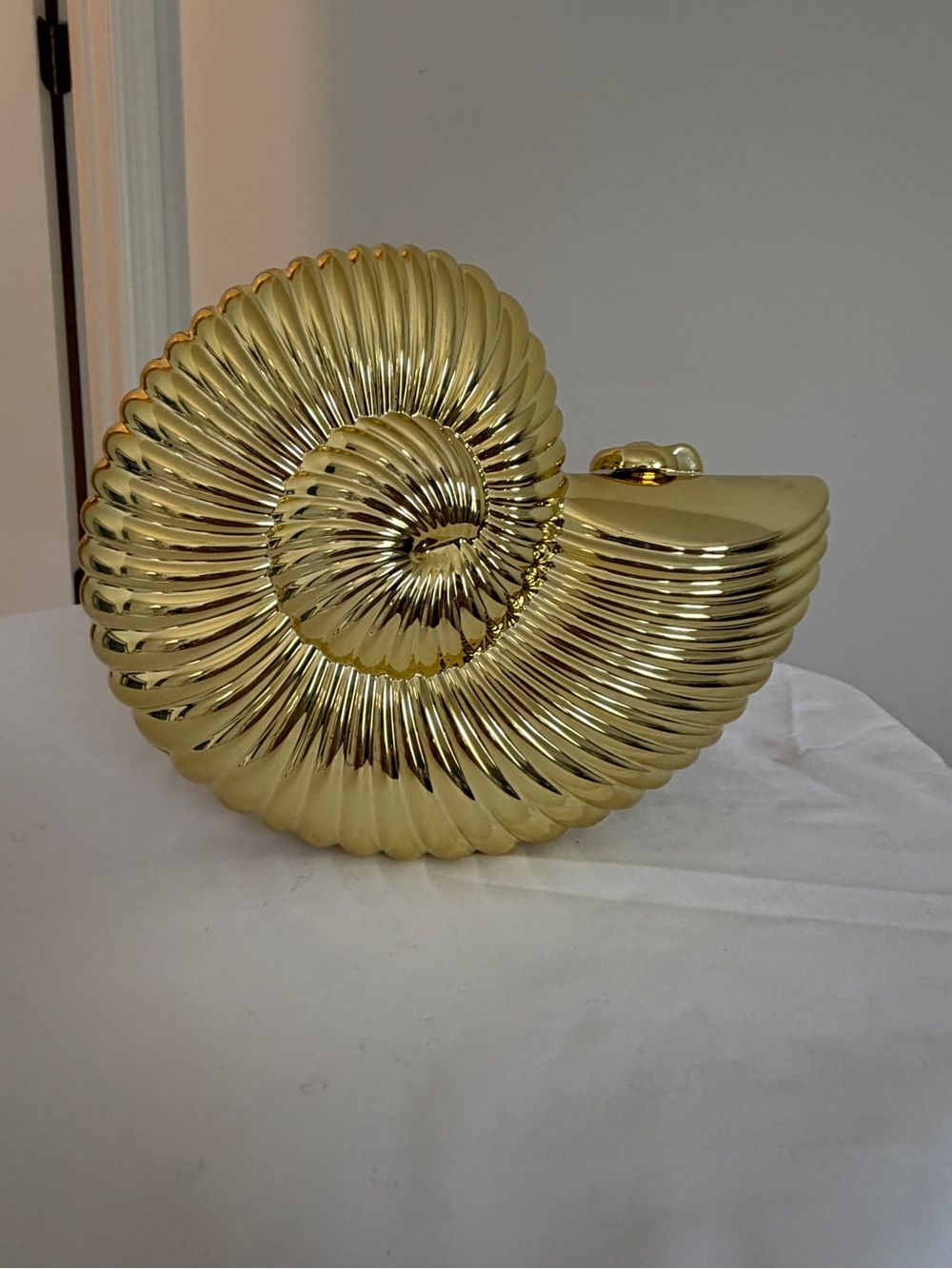 Zara Gold Sculptural Shell Clutch